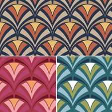 Polycotton Fabric Art Deco Vintage Retro Geometric Triangles Arches