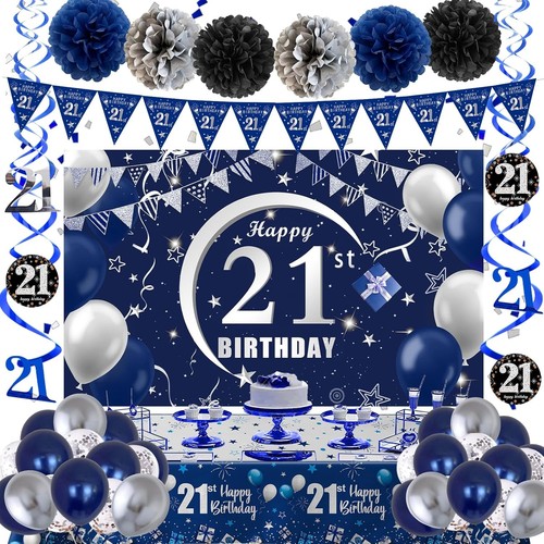 Blue silver 21st birthday - &,