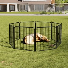 8 Panel Dog Playpen Metal Pet Puppy Pen Heavy Duty Indoor Outdoor Fence Black