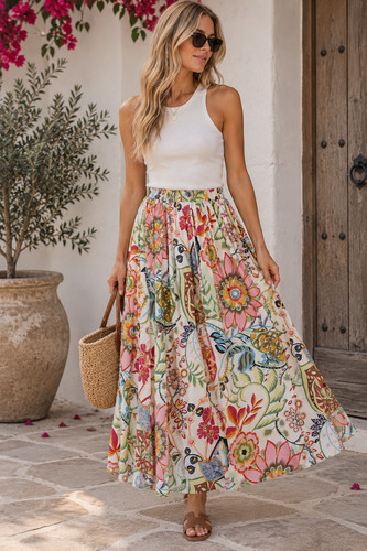 Zara floral pleated midi skirt - pleated,