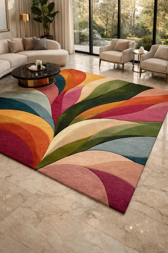 Hand tufted abstract - hand-tufted, wool