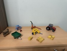 JOB LOT OF 1980S BRITAINS FARM EQUIPMENT TRACTOR AND IMPLEMENTS SET OF 7