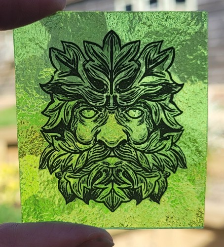 Stained glass green man - stained, piece