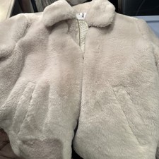 Womens COLLUSION cream Faux Fur Coat Jacket Size 10 Excellent Condition