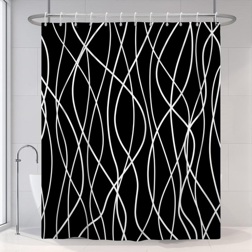 Black white striped - white, shower