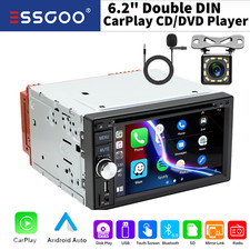 Double DIN 6.2" Touch Screen Car Stereo Apple CarPlay DVD CD Radio BT +MIC & CAM