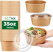 Disposable Kraft Salad Paper Bowls with Lids Takeaway Food Bowls Soup Containers