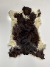Vintage White & Brown Real Rabbit Fur Skin Pelt Hide