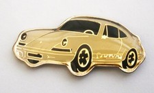 N895) Vintage White Porsche Car Enamel Lapel Pin Badge with Pinch Clasp