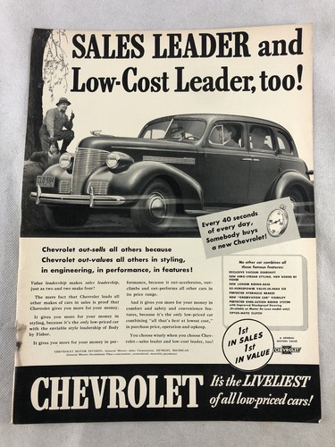 Chevrolet car 1939 - ad,, 1939,