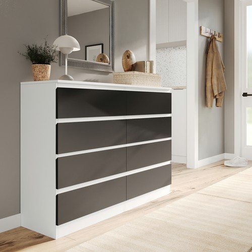 Wide wooden chest drawers - wooden, 8