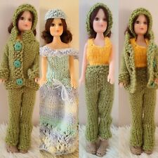 VTG 1991 Fibre Craft 11" Female Girl Crochet Fashion Doll brown Hair Green Eyes