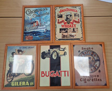 Vintage Retro Metal Artwork Poster In Wooden Frames