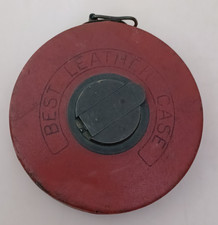 Vintage K Leather Cased tape measure brass fittings Western Germany