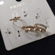 BNWT Costume Jewellery Rings Size Small X 3 GOLD primark Set 