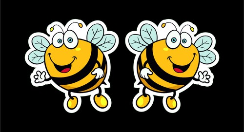 Bee stickers happy bumble - x,
