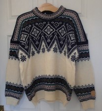 Idena Norway Traditional Winter Fair Isle Jumper 100% Wool Bust 45 ins Size M/L