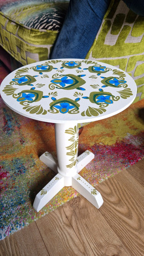 Hand made round side - made, table