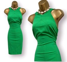 Karen Millen Dress UK 14 Green Scuba Racerback Wiggle Pencil Occasion 