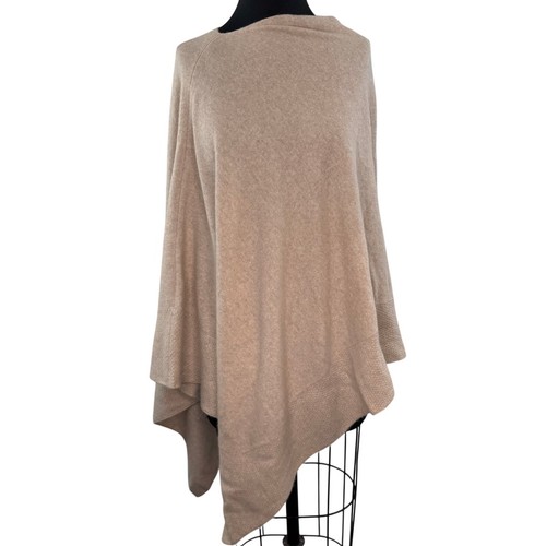 Almond beige poncho cashmere - almond,