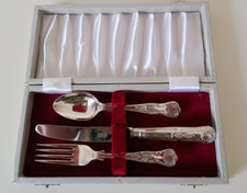 Vintage A1 Silver Plated EPNS Kings Pattern Child’s First Cutlery Set in Case