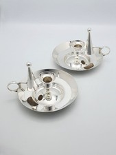 Lovely Pair Christopher Dresser Style Silver Plated Chamber Sticks - circa 1890