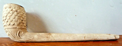 Ornate vintage clay pipe - clay,