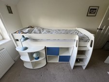 Children's White Mid Sleeper Bed with Storage and Desk