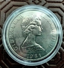 4 Elizabeth II Gibraltar Crown Coins from 1981, 2015 and 2016