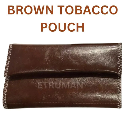 Brown tobacco pouch - tobacco, faux