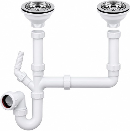 Double bowl kitchen sink waste - double,