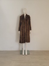 Y2K Karen Millen Vintage Faux Fur Brown Coat UK 8 10 EU 36 38 Midi Long Clasped