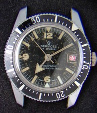 Services Black Dial & Bezel Diver Men's Hand-Wind Vintage Watch-- Spares/Repairs