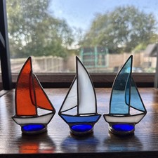 Stained Glass Boats Ornaments
