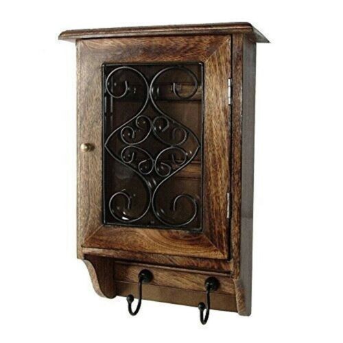 Antique wooden key box - key,