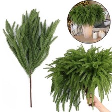 Green Artificial Norfolk Pine Branches Christmas Pine Stem  Christmas