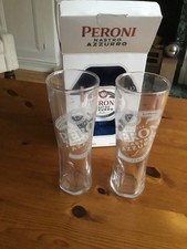 two half pint Peroni glasses in box