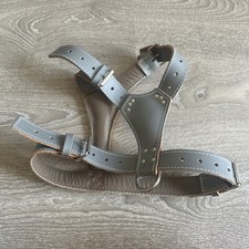 Large Adjustable Genuine Leather Dog Harness Grey Padded Lurcher Whippet