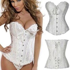 Women's Hot Overbust Boned Corset Burlesque Basque Top Lace-Up Costume Size 6-24