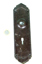 SINGLE WALNUT BAKELITE ART DECO DOOR KNOB/HANDLE BACKPLATE/FINGER PLATE &KEYHOLE