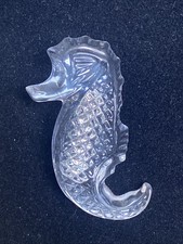 Solid Crystal Seahorse Brooch In The Style Of Waterford