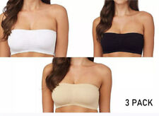 3 Pack Womens Ladies Strapless Seamless Bandeau Bra Boob Tube Comfort Tops UK