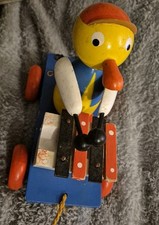 Vintage Wooden Pull A Long Musical Duck Toy