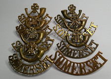 8 ww1-ww2 Somerset Light Infantry Brass Shoulder titles various differences
