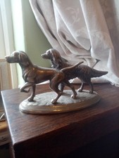 Pewter setter and pointer hunting gun dog ornament figurine mounted