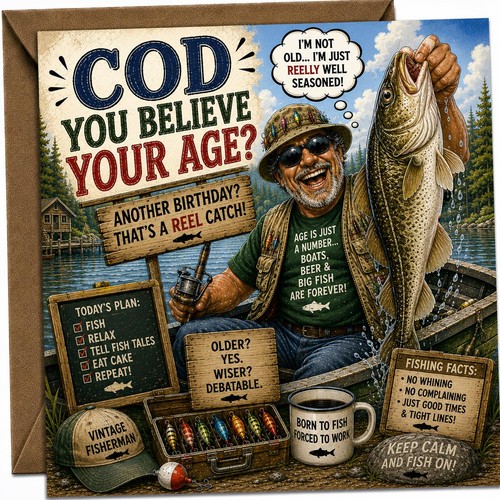 Fishing birthday card brew - birthday,