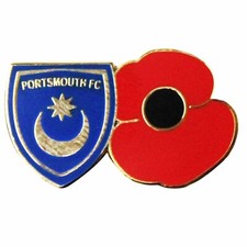 New Portsmouth FC & P0ppy Pin Badge, Pompey Football Fans Remembrance Pin Badge