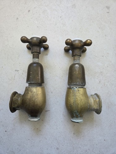 Antique bcww brass globe taps - antique,