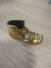 Vintage Brass Boot Match Holder / Paperweight Kitsch Retro Christmas