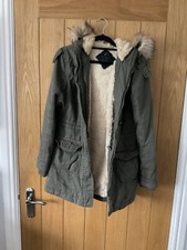 Khaki Hooded Parka Coat Size 6